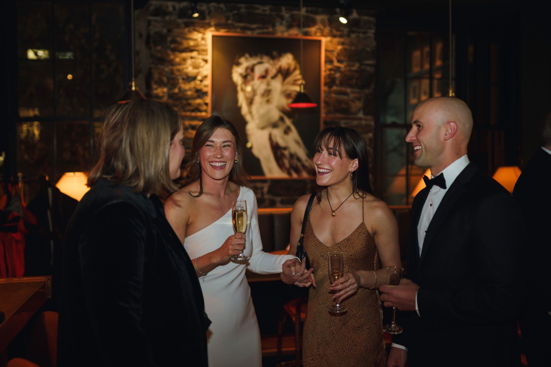 Champagne toast with friends
